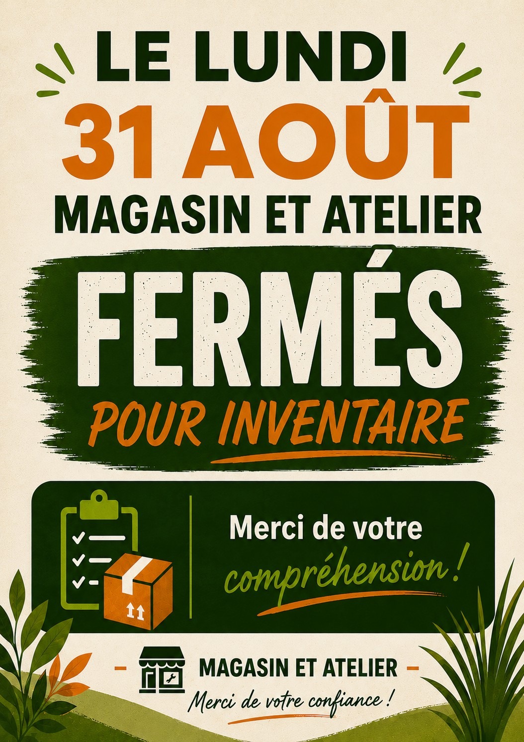 FERMETURE INVENTAIRE 31082026