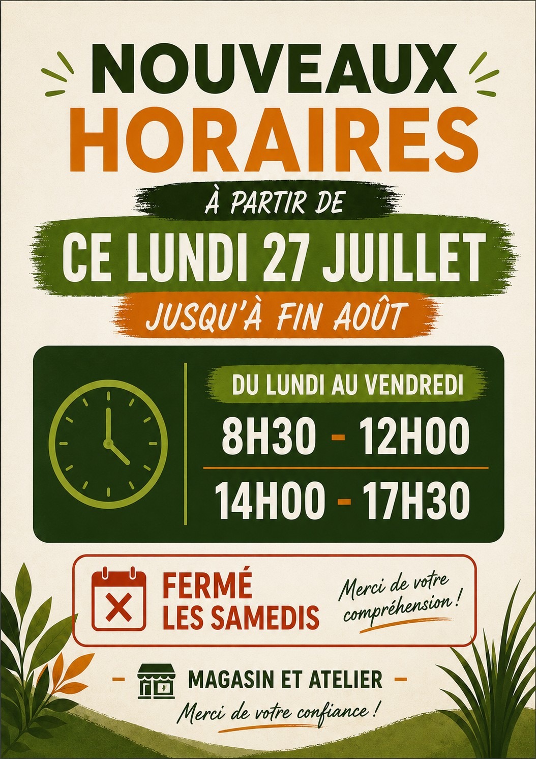 HORAIRES AOUT 2026